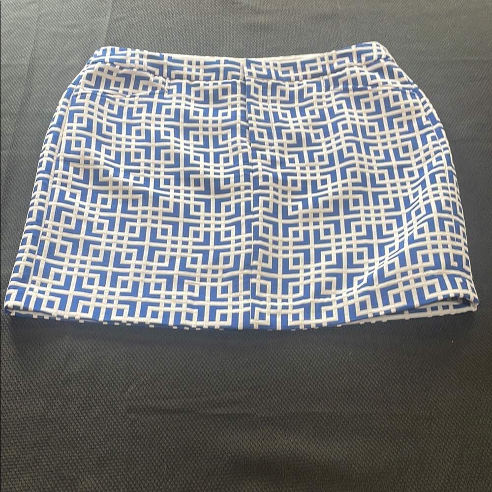 LOFT Blue and White Patterned Pencil Skirt